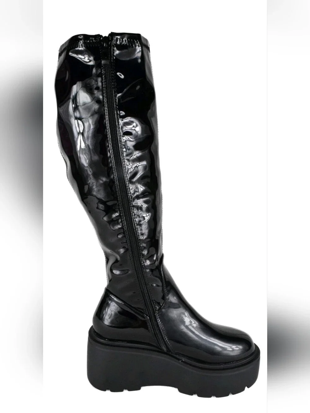 TOP Moda Black Patent Over-the-Knee Platform Boots